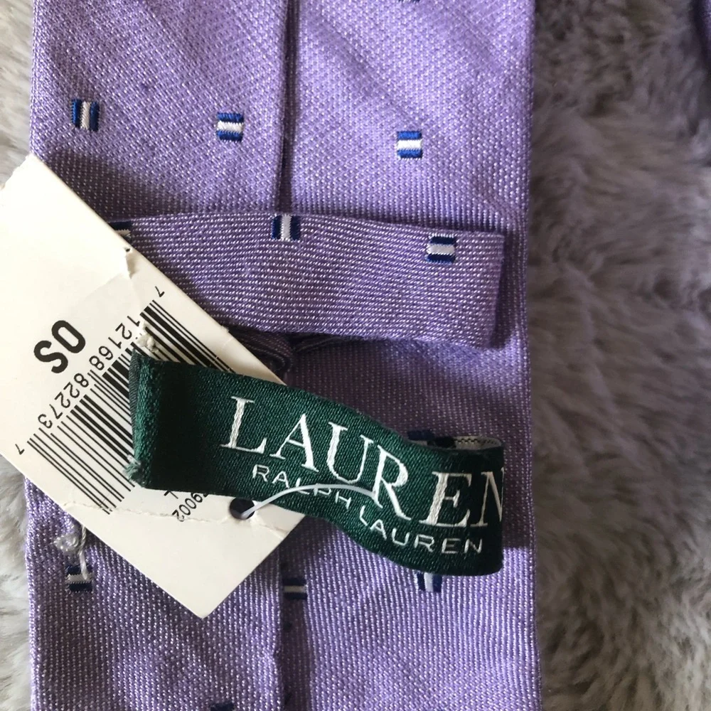 NWT Talph Lauren Men's Purple Patterned Silk Tie